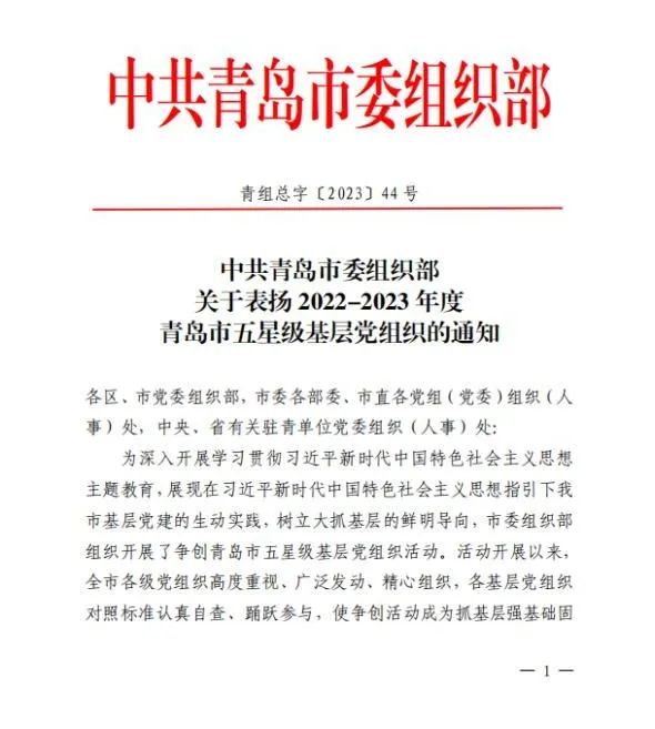 喜报！青岛国际会议中心党支部获评“青岛市五星级基层党组织” 图片